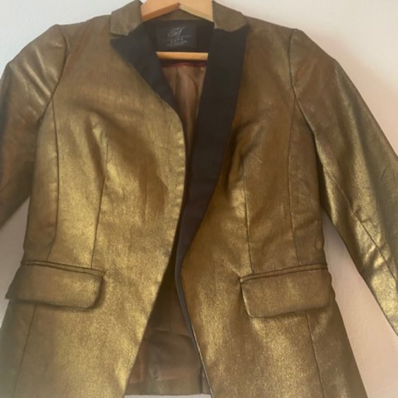 Zara women's bronze/metallic blazer/ tuxedo jacket. Size S - Picture 1 of 6